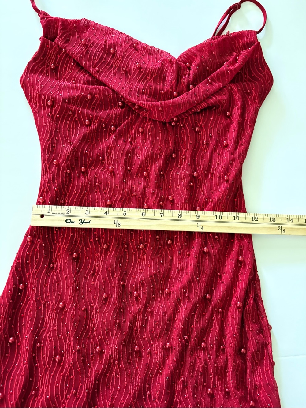 Windsor Red Beaded Mini Dress Women’s Medium Cowl Neck Y2K Party Cocktail NWT - Picture 5 of 12